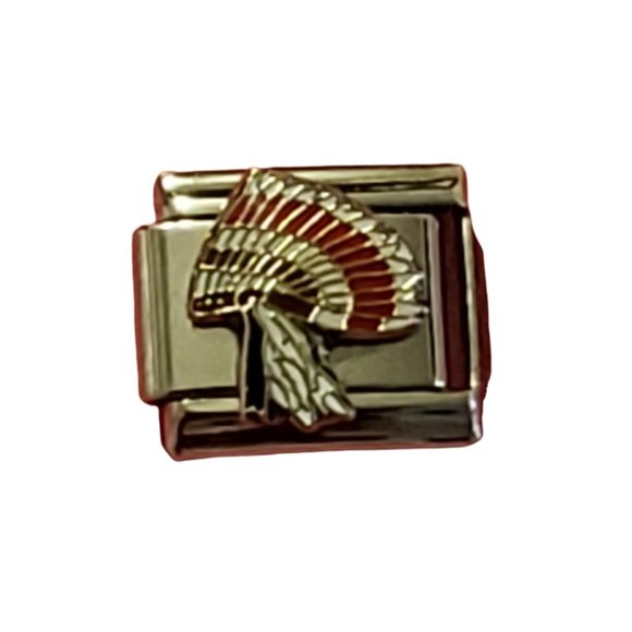 Indigenous People's Headdress 9mm Italian Charm Bracelet link, Unisex - Picture 1 of 1